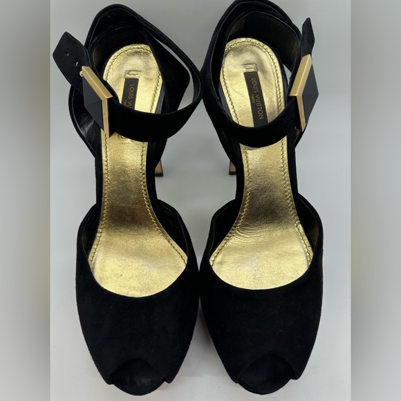 Sold-LOUIS VUITTON Pony Style Open-Toe Black Pumps - Picture 10 of 12
